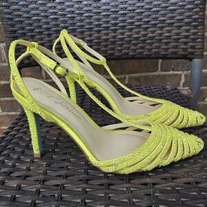 Betsey Johnson Lime Bright Neon Green Rhinestone SB-ALI Heel Pump Shoes Size 8.5